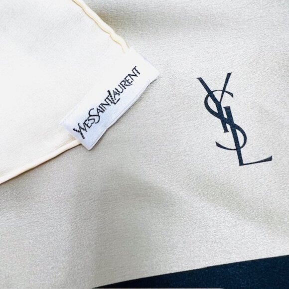 Like New Unbox Yves Saint Laurent Scarf Lg 34"x34"  100% Silk, Colors Block (6) - Picture 8 of 8